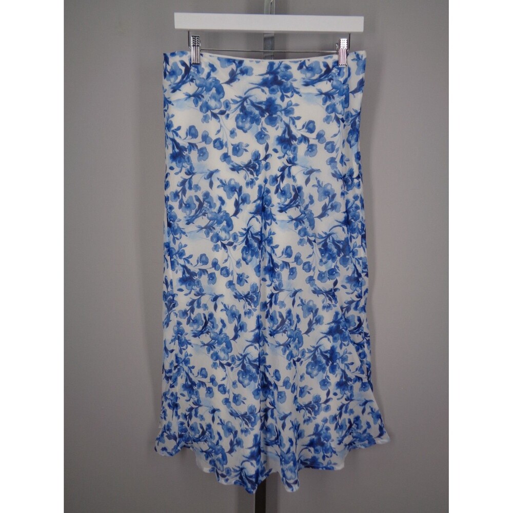 Abercrombie Fitch Blue Floral Chiffon Maxi Skirt Sz M Cottagecore Romantic SPOT